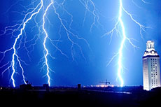 UT tower lightning